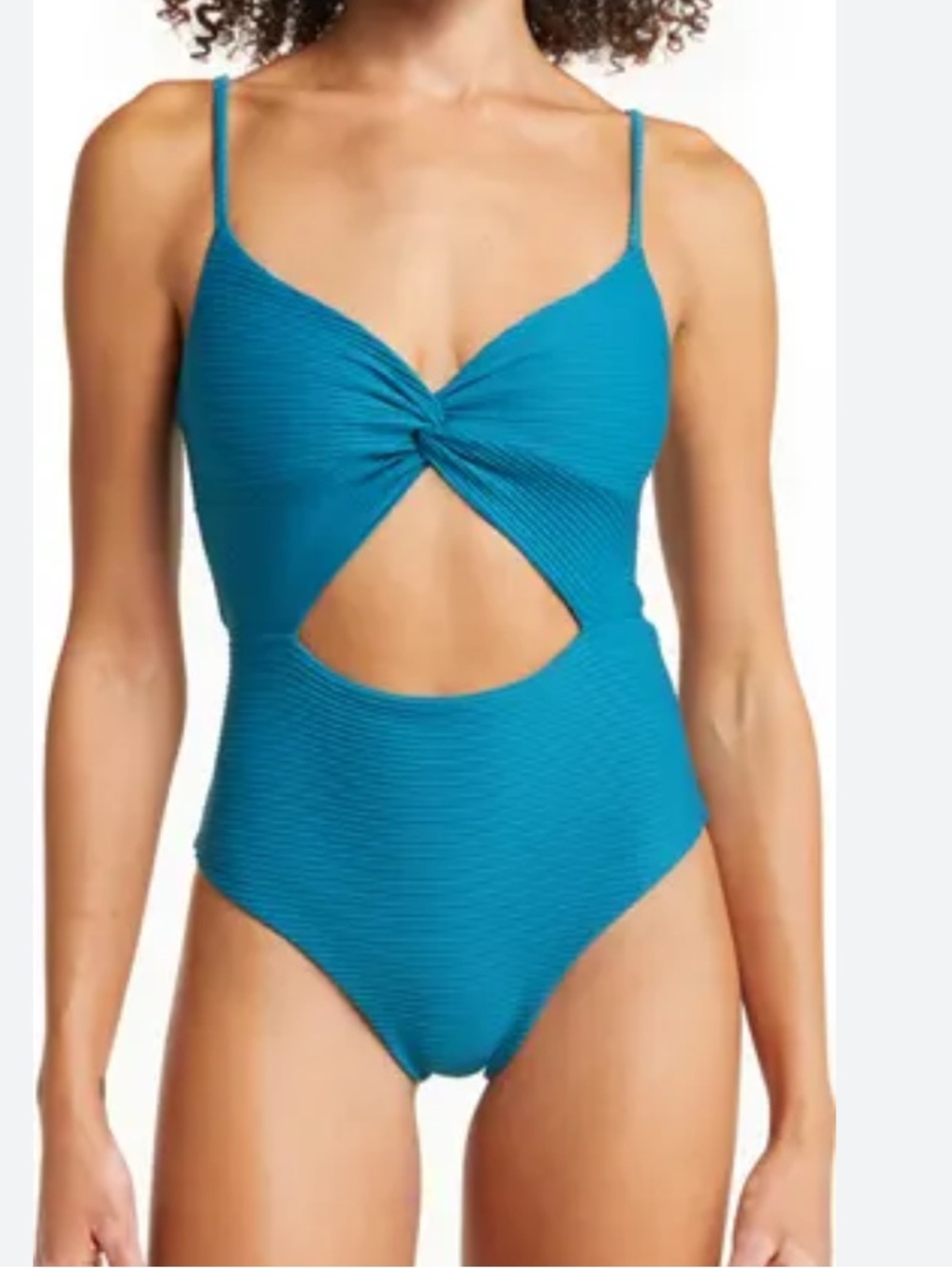 L Space Kyslee One piece cutout classic Blue Swimsuit XS (W815)